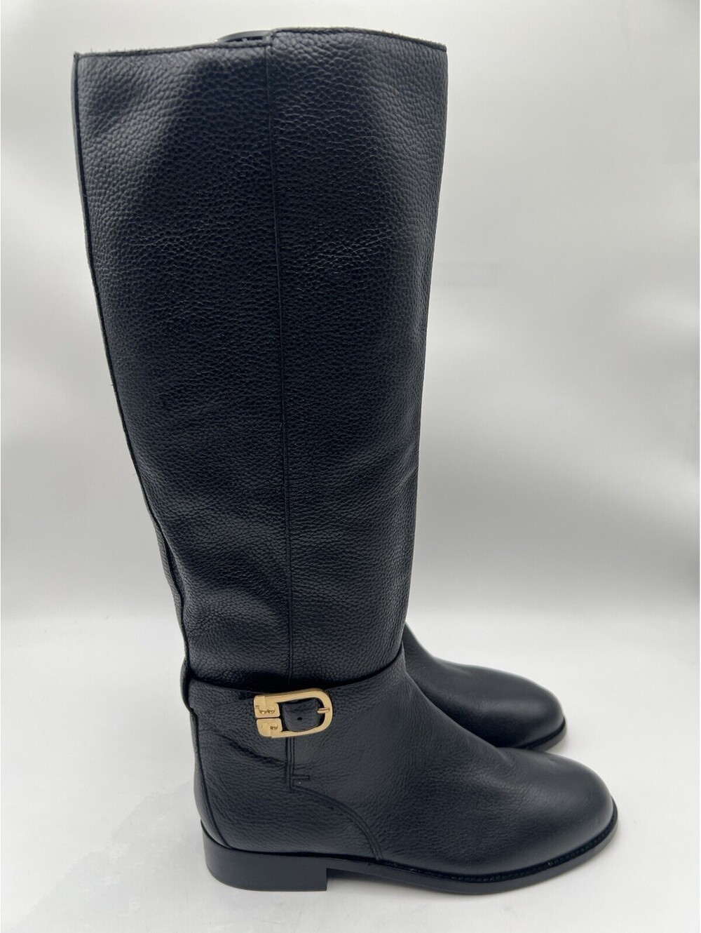 Tory Burch Brooke Knee High Riding Boots in black tumbled leather Size 10M